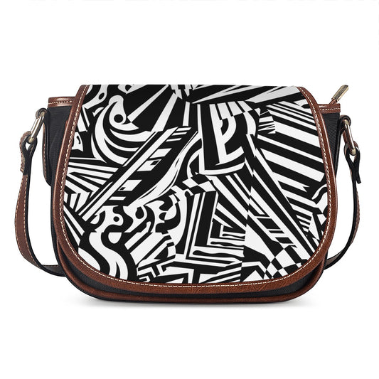 Abstract Dazzle Pattern Print Saddle Bag