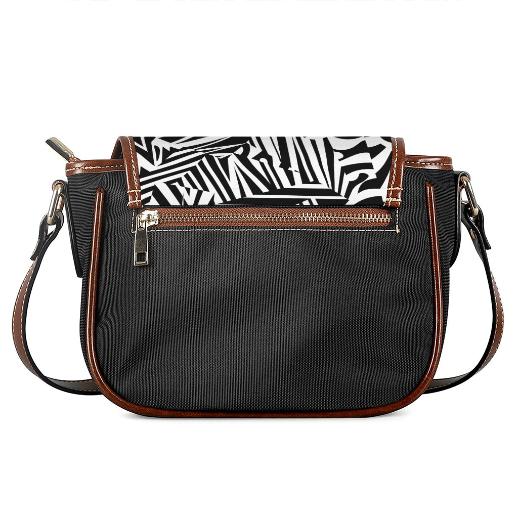 Abstract Dazzle Pattern Print Saddle Bag