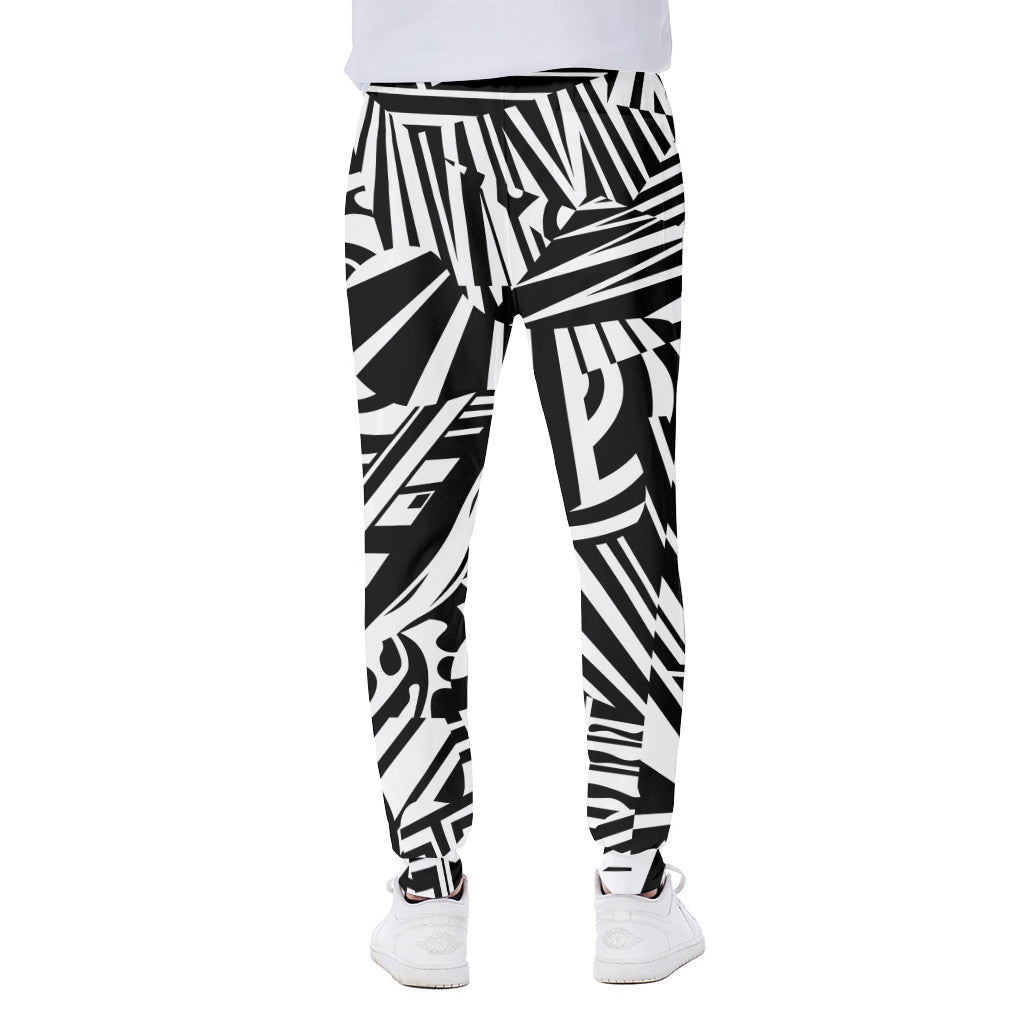 Abstract Dazzle Pattern Print Scuba Joggers