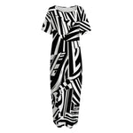 Abstract Dazzle Pattern Print Short Sleeve Long Nightdress