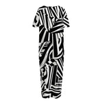 Abstract Dazzle Pattern Print Short Sleeve Long Nightdress