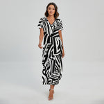 Abstract Dazzle Pattern Print Short Sleeve Maxi Dress