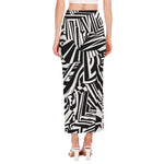 Abstract Dazzle Pattern Print Side Slit Maxi Skirt