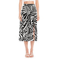 Abstract Dazzle Pattern Print Side Slit Midi Skirt