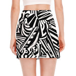 Abstract Dazzle Pattern Print Side Slit Mini Skirt