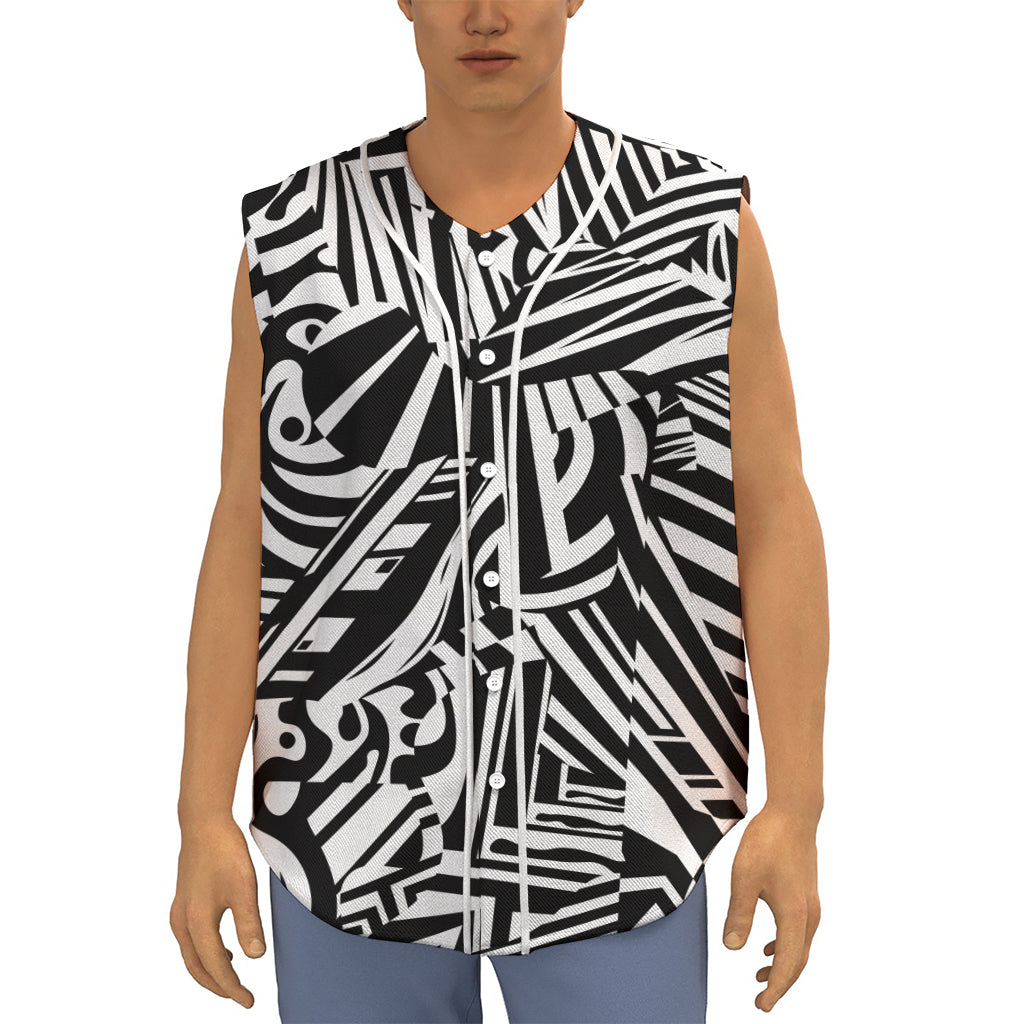 Abstract Dazzle Pattern Print Sleeveless Baseball Jersey