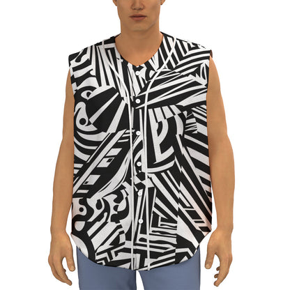 Abstract Dazzle Pattern Print Sleeveless Baseball Jersey