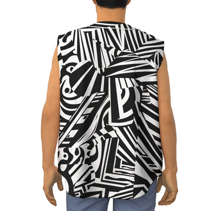 Abstract Dazzle Pattern Print Sleeveless Baseball Jersey