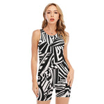 Abstract Dazzle Pattern Print Sleeveless One Piece Swimsuit