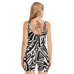 Abstract Dazzle Pattern Print Sleeveless One Piece Swimsuit