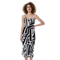 Abstract Dazzle Pattern Print Slim Fit Midi Cami Dress
