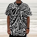 Abstract Dazzle Pattern Print Textured Short Sleeve Shirt