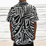 Abstract Dazzle Pattern Print Textured Short Sleeve Shirt