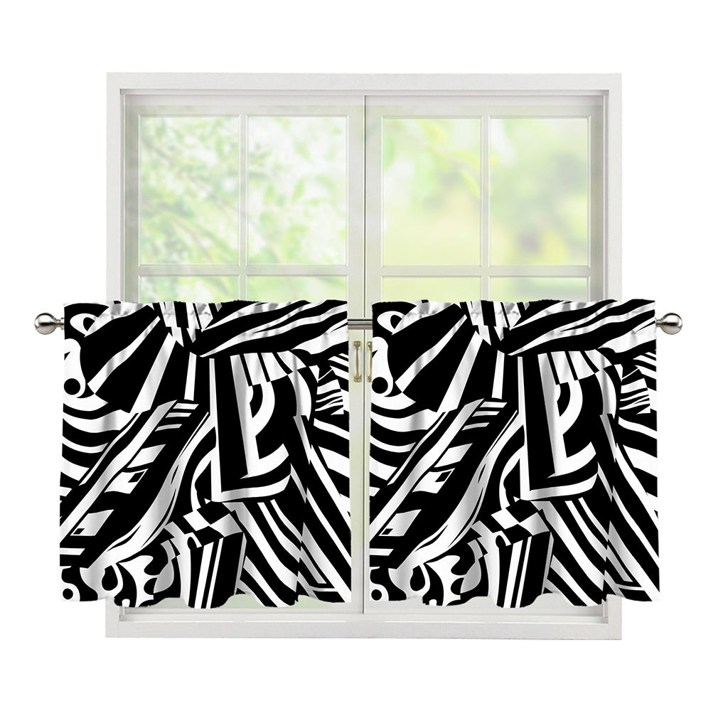 Abstract Dazzle Pattern Print Tier Curtains