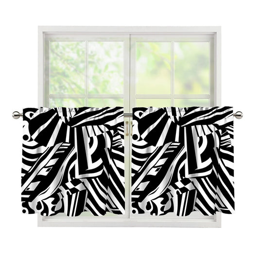 Abstract Dazzle Pattern Print Tier Curtains