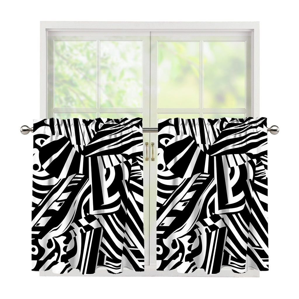 Abstract Dazzle Pattern Print Tier Curtains