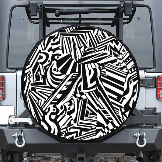 Abstract Dazzle Pattern Print Tire Cover