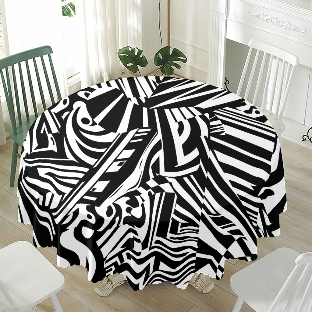 Abstract Dazzle Pattern Print Waterproof Round Tablecloth