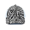 Abstract Dazzle Pattern Print White Mesh Trucker Hat