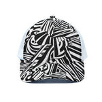 Abstract Dazzle Pattern Print White Mesh Trucker Cap