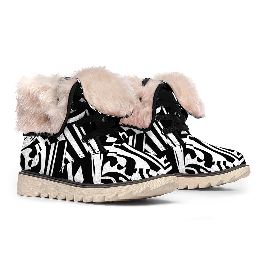 Abstract Dazzle Pattern Print Winter Boots