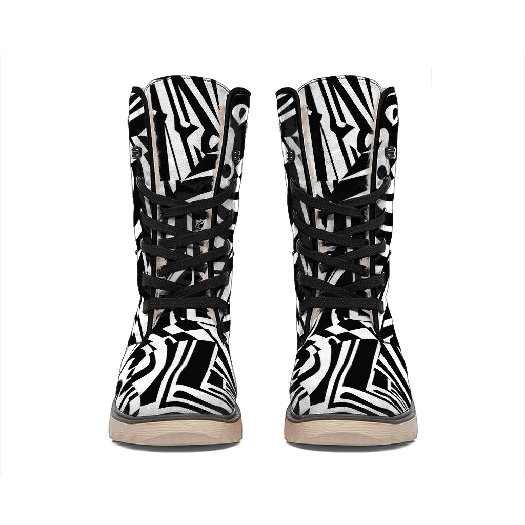 Abstract Dazzle Pattern Print Winter Boots