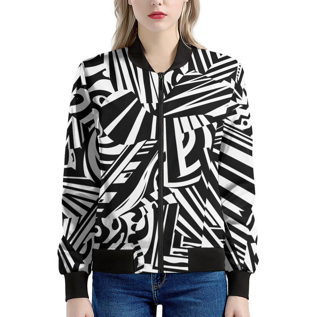 Abstract Dazzle Pattern Print Women's Bomber Jacket