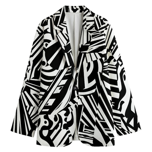 Abstract Dazzle Pattern Print Women's Cotton Blazer