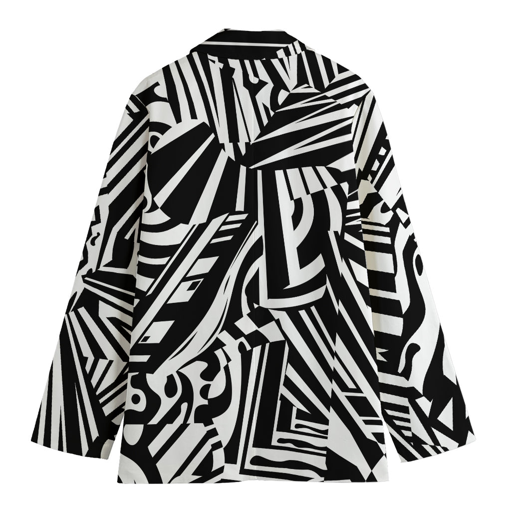 Abstract Dazzle Pattern Print Women's Cotton Blazer