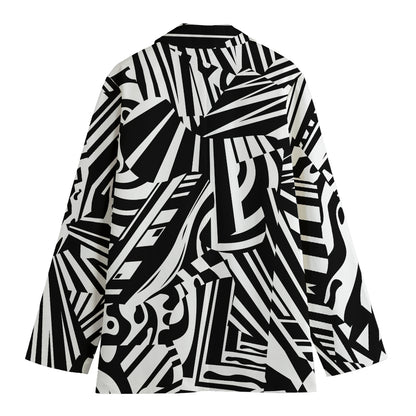 Abstract Dazzle Pattern Print Women's Cotton Blazer