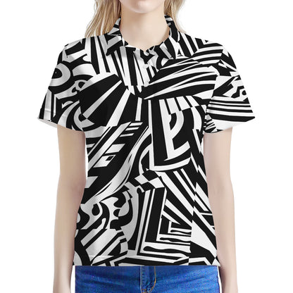 Abstract Dazzle Pattern Print Women's Polo Shirt