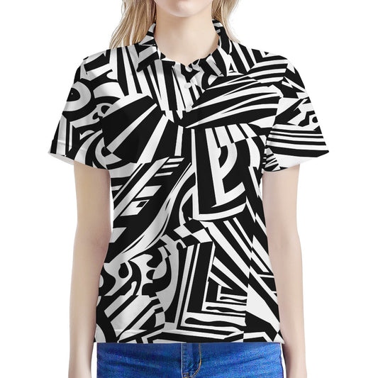 Abstract Dazzle Pattern Print Women's Polo Shirt