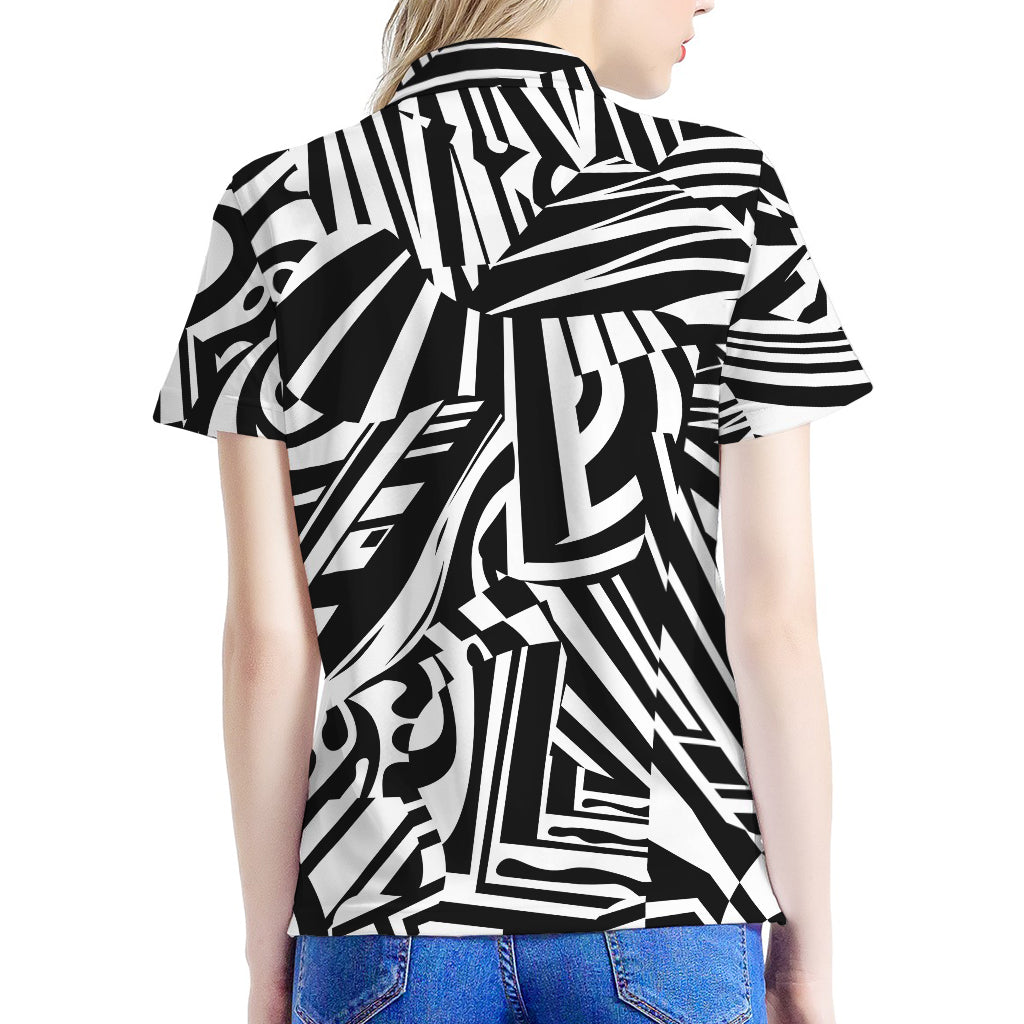 Abstract Dazzle Pattern Print Women's Polo Shirt