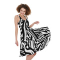 Abstract Dazzle Pattern Print Sleeveless Knee Length Dress