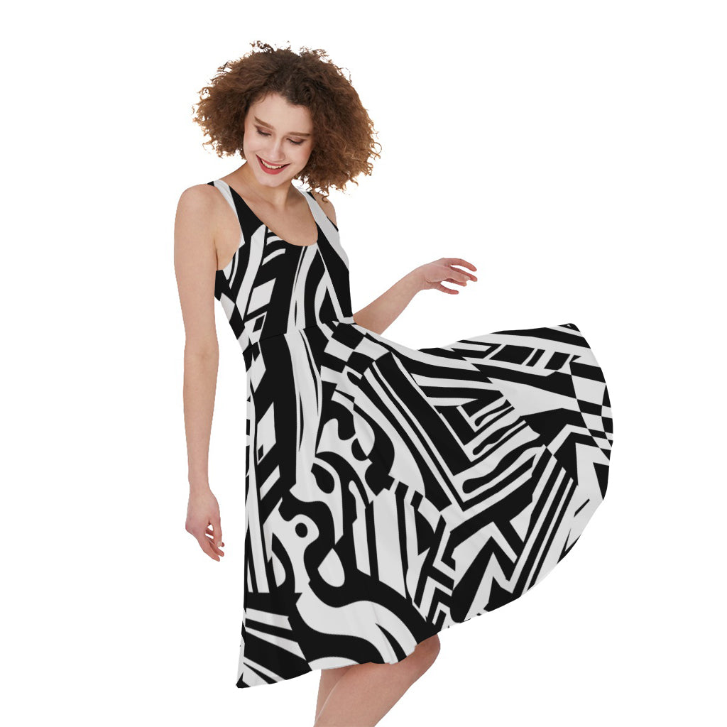 Abstract Dazzle Pattern Print Women's Sleeveless Dress