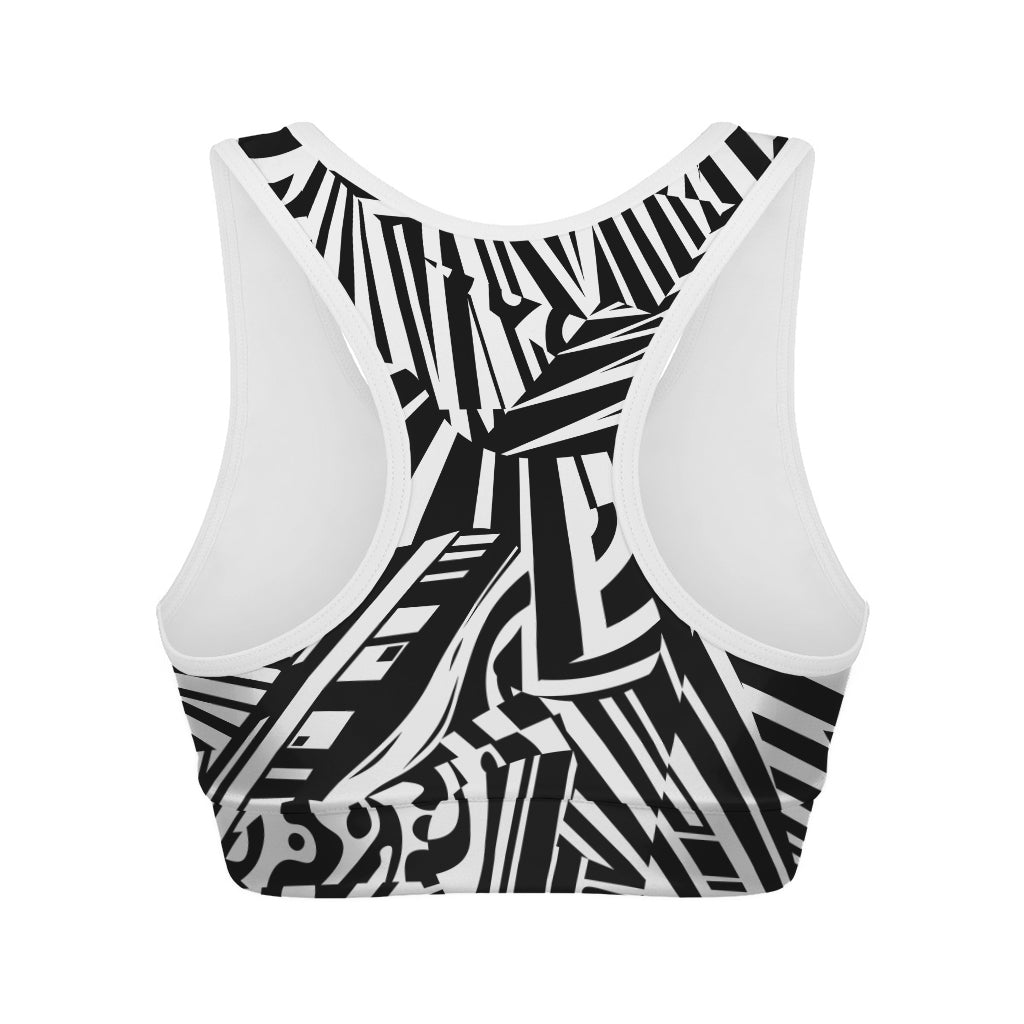Abstract Dazzle Pattern Print Women's Sports Bra