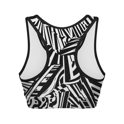 Abstract Dazzle Pattern Print Women's Sports Bra