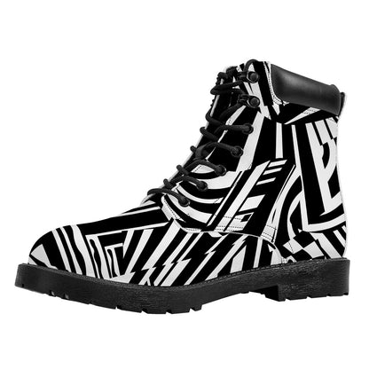 Abstract Dazzle Pattern Print Work Boots