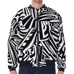 Abstract Dazzle Pattern Print Zip Sleeve Bomber Jacket