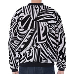 Abstract Dazzle Pattern Print Zip Sleeve Bomber Jacket