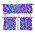 Abstract Dizzy Moving Optical Illusion 3 Piece Kitchen Curtains