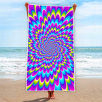 Abstract Dizzy Moving Optical Illusion Beach Towel