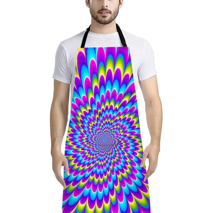 Abstract Dizzy Moving Optical Illusion Bib Apron With Pocket