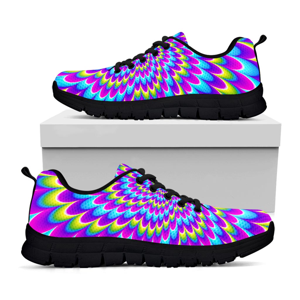 Abstract Dizzy Moving Optical Illusion Black Running Shoes