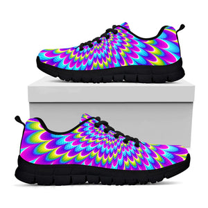 Abstract Dizzy Moving Optical Illusion Black Running Shoes