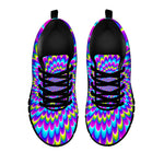 Abstract Dizzy Moving Optical Illusion Black Running Shoes