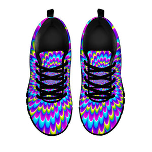 Abstract Dizzy Moving Optical Illusion Black Running Shoes