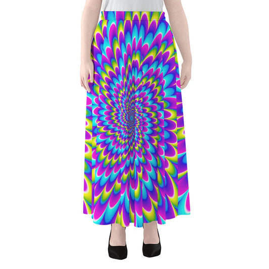 Abstract Dizzy Moving Optical Illusion Chiffon Maxi Skirt