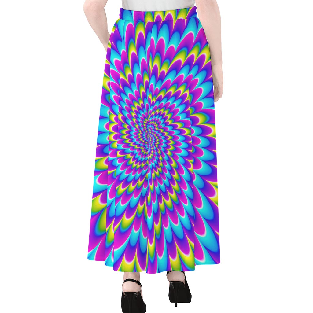 Abstract Dizzy Moving Optical Illusion Chiffon Maxi Skirt