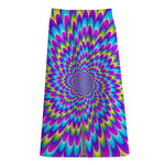 Abstract Dizzy Moving Optical Illusion Cotton Front Slit Maxi Skirt